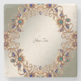 Posavasos De Piedra Elegant Elegant Gold Jewel Flowers Stone Coaster
