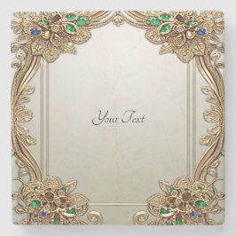 Posavasos De Piedra Elegant Gold Ornate Stone Coaster