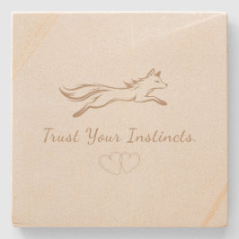 Posavasos De Piedra Elegant Running Fox Sandstone Coaster