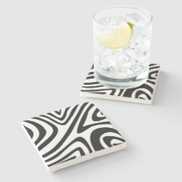 Posavasos De Piedra Elegant zebra pattern Black White Modern abstract