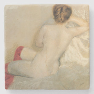 Posavasos De Piedra Elegante belleza femenina con medias rojas