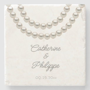 Posavasos De Piedra Elegante Boda del collar de la Perla