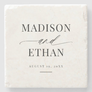 Posavasos De Piedra Elegante caligrafía de escritura simple recién cas