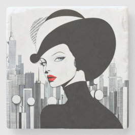 Posavasos De Piedra Elegante Chica de Nueva York Alta escayola de pied