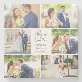 Posavasos De Piedra Elegante Collage de fotos de parejas recién casada