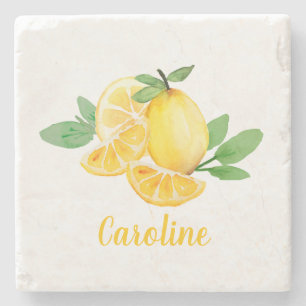 Posavasos De Piedra Elegante color de agua fruta limón Nombre persona