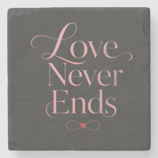 Posavasos De Piedra Elegante "El Amor Nunca Termina" Coaster de Piedra