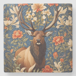 Posavasos De Piedra Elegante Elk William Morris inspirado en la floral