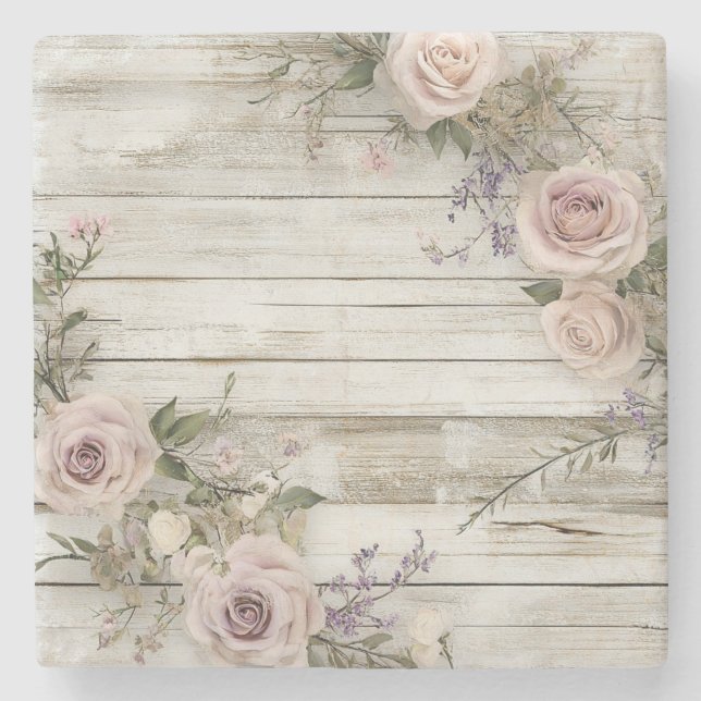 Posavasos De Piedra Elegante escayola de piedra floral (Anverso)