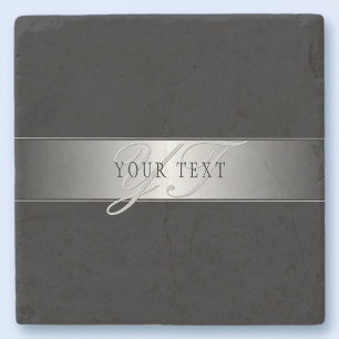Posavasos De Piedra Elegante escritura de monograma editable   Negro