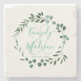 Posavasos De Piedra Elegante Eucalyptus Watercolor Minimalista