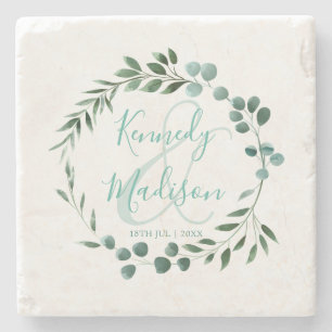 Posavasos De Piedra Elegante Eucalyptus Watercolor Minimalista