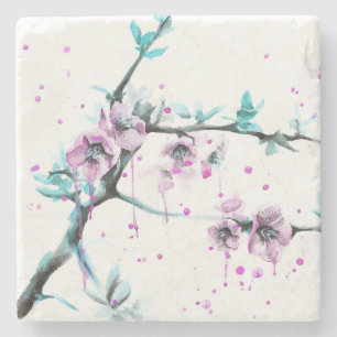 Posavasos De Piedra Elegante flor de primavera Arte acuarela floral ro