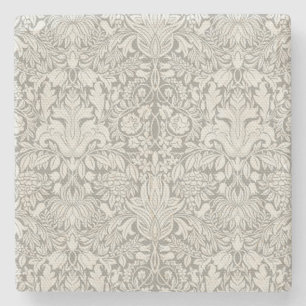 Posavasos De Piedra elegante formal brocado de encaje damasco blanco