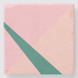 Posavasos De Piedra Elegante geométrico verde melocotón rosa pastel