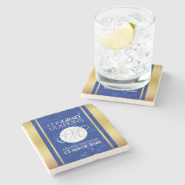 Posavasos De Piedra Elegante Graduación Monograma Relieve metalizado d