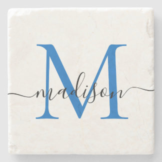 Posavasos De Piedra Elegante guión de monograma personalizado de la ma
