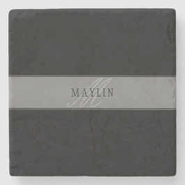 Posavasos De Piedra Elegante Guión Editable Nombre comercial/otro text