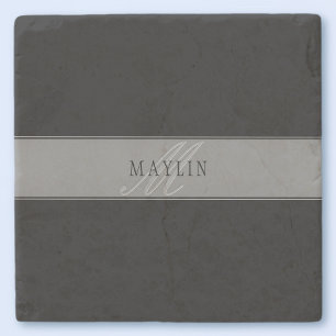 Posavasos De Piedra Elegante Guión Editable Nombre comercial/otro text