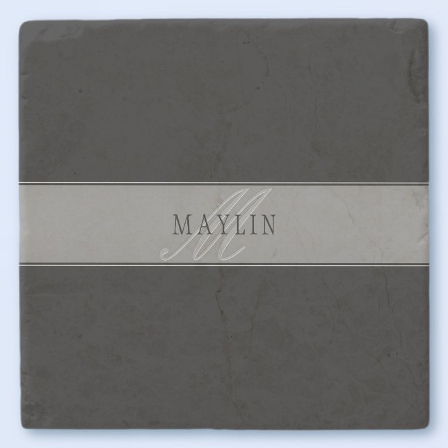 Posavasos De Piedra Elegante Guión Editable Nombre comercial/otro text (Subido por el creador)