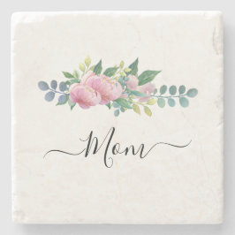 Posavasos De Piedra Elegante madre de flores rosadas verdes botánicas 