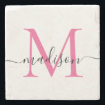 Posavasos De Piedra Elegante manuscrito monograma personalizado magent<br><div class="desc">Elegante Estilo Magenta Caliente Personalizado Monograma Rosa Nombre De La Elegante Monstruo De Piedra</div>