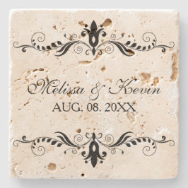 Posavasos De Piedra Elegante marco floral floral floral de los muelles