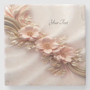 Posavasos De Piedra Elegante Naranja Peach Floral Stone Coaster