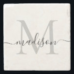 Posavasos De Piedra Elegante Nombre Personalizado De Guión De Monogram<br><div class="desc">Elegante Monograma Personalizado Nombre De Guión Elegante Monstruo De Piedra</div>
