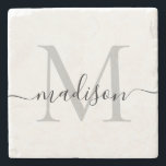 Posavasos De Piedra Elegante Nombre Personalizado De Guión De Monogram<br><div class="desc">Elegante Monograma Personalizado Nombre De Guión Elegante Monstruo De Piedra</div>