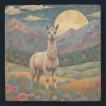 Posavasos De Piedra Elegante paisaje vintage de la llama boho<br><div class="desc">Elegante montaña de piedra de piedra del paisaje vintage de la llama del boho.</div>