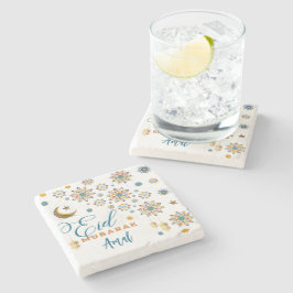Posavasos De Piedra Elegante Personalizado de Eid Mubarak caligrafía E