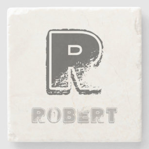 Posavasos De Piedra Elegante plantilla de monograma rústico Diseño ele