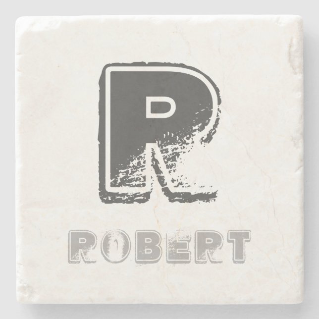 Posavasos De Piedra Elegante plantilla de monograma rústico Diseño ele (Anverso)