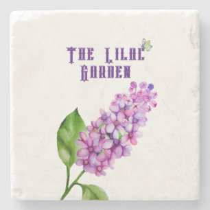 Posavasos De Piedra Elegante rama lila acuarela