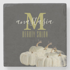 Posavasos De Piedra Elegante salón de belleza de calabazas blancas neg