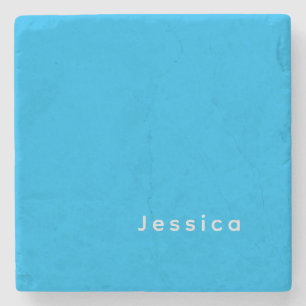 Posavasos De Piedra Elegante Simple Profesional Nombre Moderno Azul