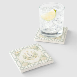 Posavasos De Piedra Elegante soirée floral monograma del jardín de ver
