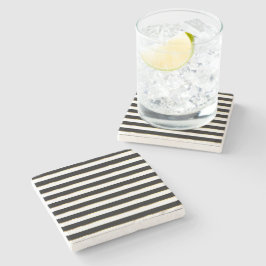 Posavasos De Piedra Elegante Stripe Black Gold White
