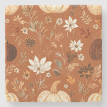 Elegante Terra Cota Pumpkin Autumn Floral Pattern