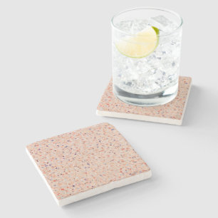 Posavasos De Piedra Elegante Terrazzo Retro Diseño Blanco Púrpura Ro