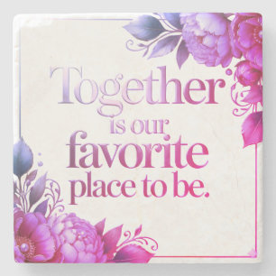 Posavasos De Piedra Elegante tipografía floral en oro –