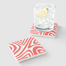 Posavasos De Piedra Elegante y moderno preppy rojo ondulante