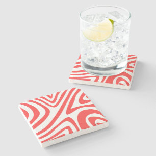 Posavasos De Piedra Elegante y moderno preppy rojo ondulante