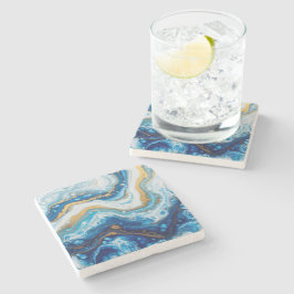 Posavasos De Piedra Elegantes Baldosas decorativas de Art Fluido - Azu