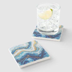 Posavasos De Piedra Elegantes Baldosas decorativas de Art Fluido - Azu