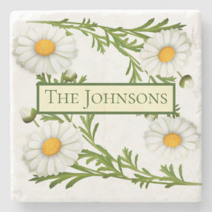 Posavasos De Piedra Elegantes Daisies Cortados
