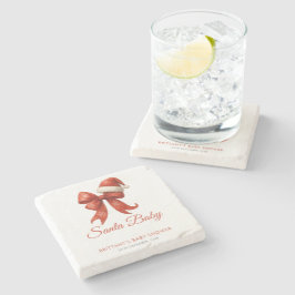 Posavasos De Piedra Elegantes Navidades de Santa Baby Shower Red Bow