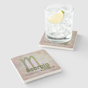 Posavasos De Piedra Elegir color Escorpio Zodiaco Rótulo Astrológico