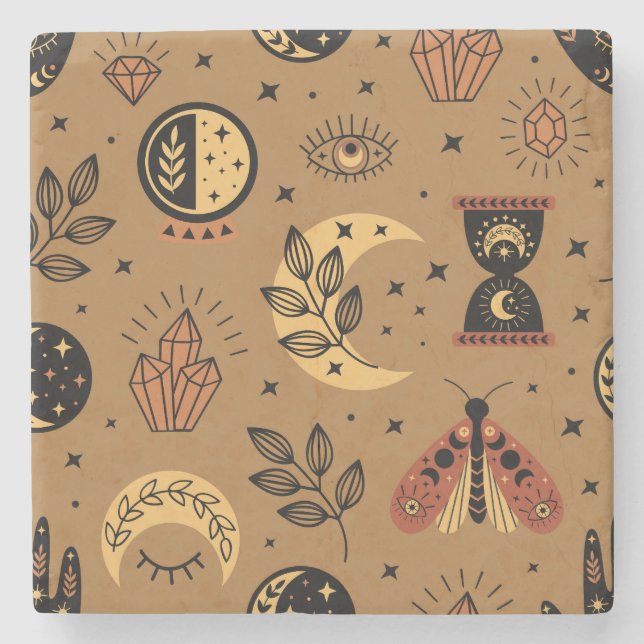 Posavasos De Piedra Elementos mágicos: Encanto del patrón sin foco (Anverso)